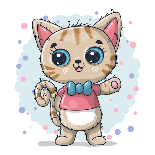 Cute Baby Cat Cartoon Illustration