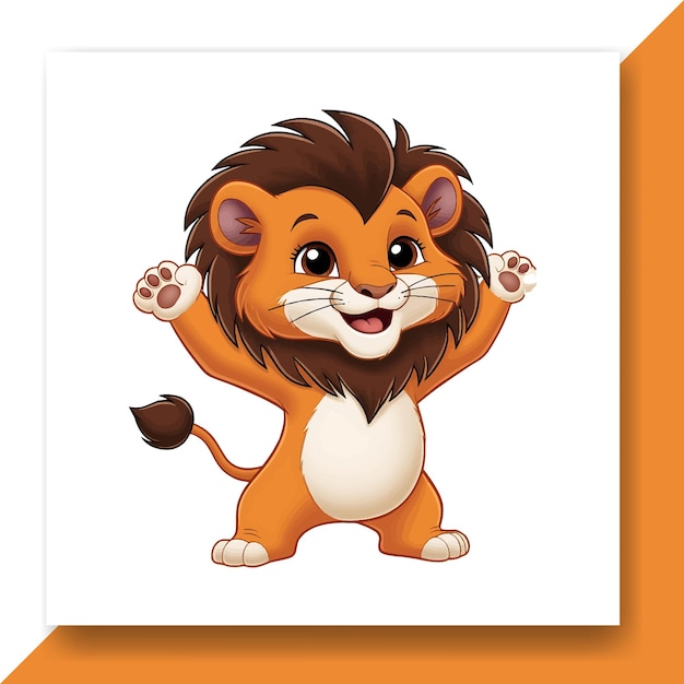 Cute Baby Lion Cartoon Vector Icon Projekt ilustracji