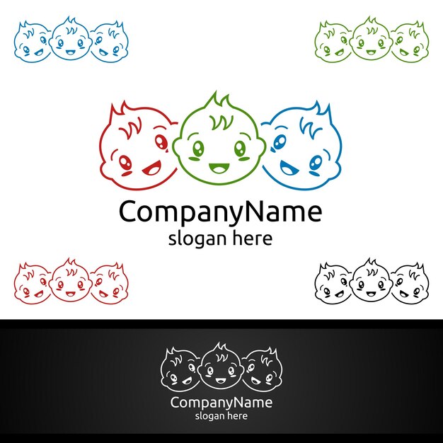 Cute Baby Smile Vector Logo Design