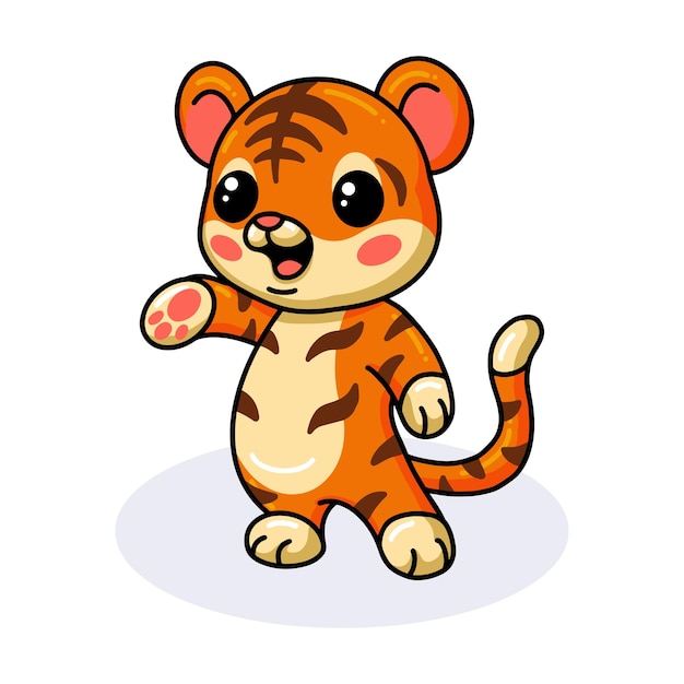 Cute Baby Tygrys Kreskówka Pozowanie