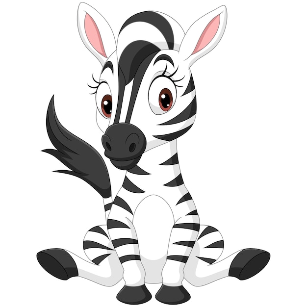 Plik wektorowy cute baby zebra kreskówka siedzi