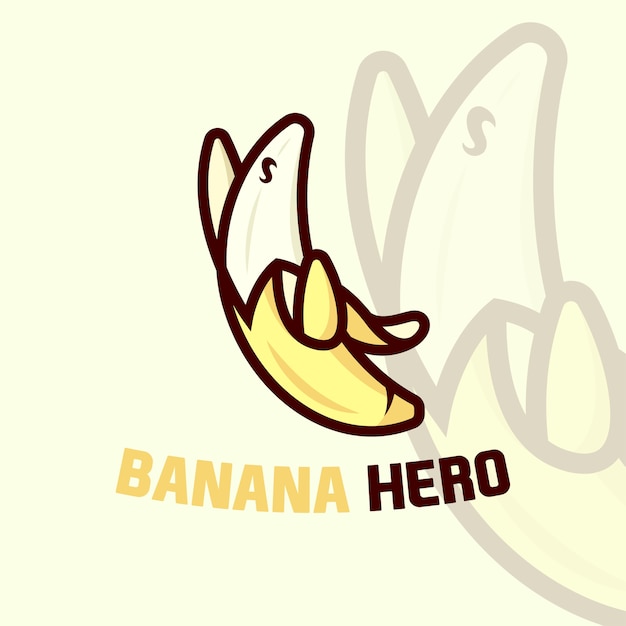 Cute Banana Cartoon Logo W Pozycji Super Hero