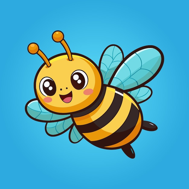 Cute Bee Flying Cartoon Icon Wektor Ilustracja Koncepcja Ikony Przyrody Zwierząt Izolowany Wektor Premium