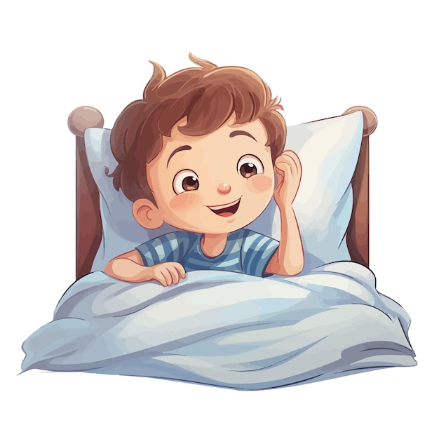 Plik wektorowy cute_boy_waking_up_preschool_kid_daily_routine_activity