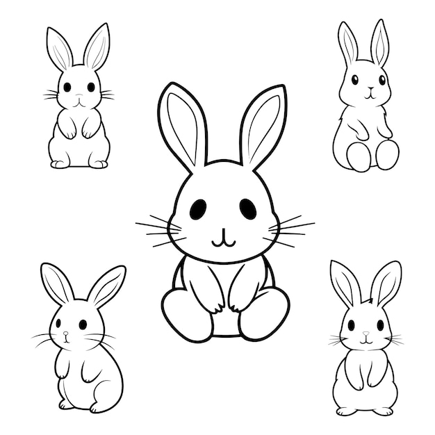 Plik wektorowy cute bunny rabbit line art vector art illustration bunny rabbit illustration design
