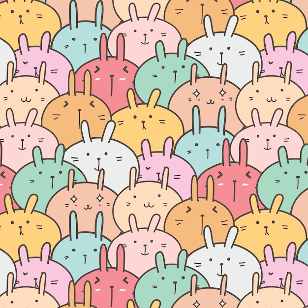 Cute Bunny Vector Pattern Background.