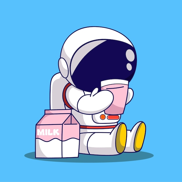 Cute Cartoon Astronauta Z Polem Mleka Cute Cartoon Ilustracji Wektorowych