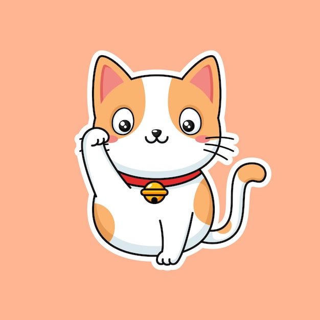 Cute Cartoon Kitty Cat Premium Vector Graphic w stylu naklejek