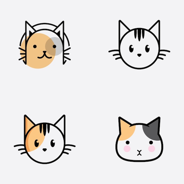 Cute cat head cartoon logo głowa kota Dobre dla produktów związanych z pielęgnacją kotów