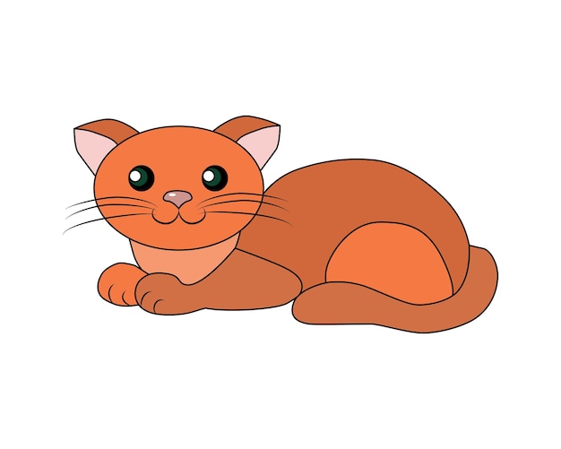 Cute czerwony kot leży Pet na białym tle Zabawny prezent kotek dla dziecka Znak Sartoon