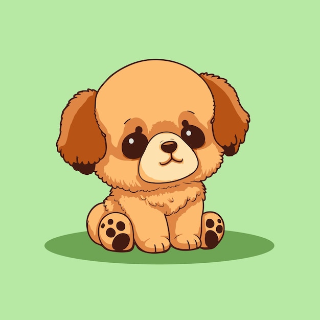 Cute Dog Sitting Cartoon Illustration Animal Concept Izolowany Premium Flat Cartoon Style.