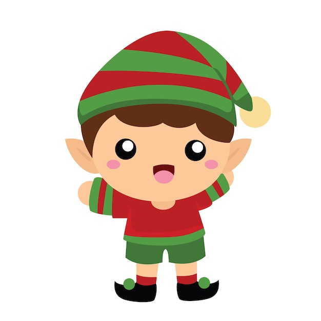 Cute Fantasy Boże Narodzenie Elf Ilustracja Wektor Clipart