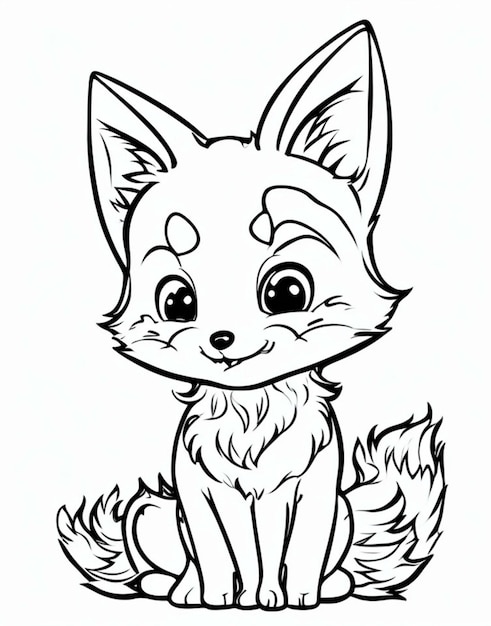 Plik wektorowy cute fox coloring page line art