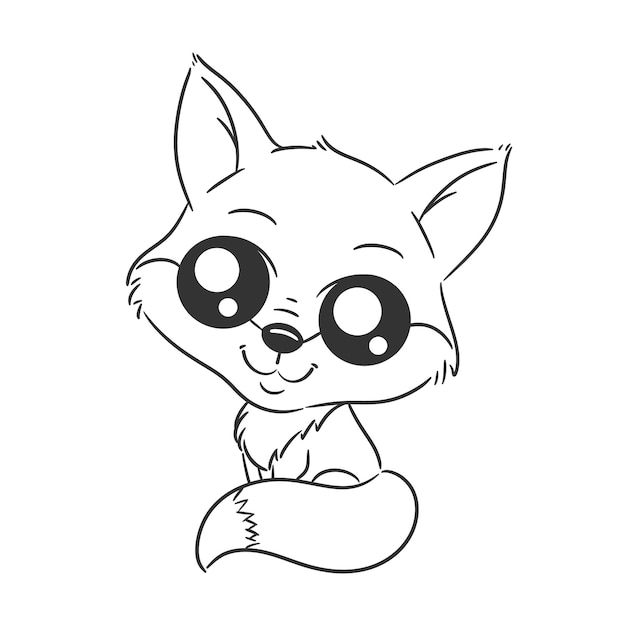 Plik wektorowy cute fox is standing cartoon vector for coloring