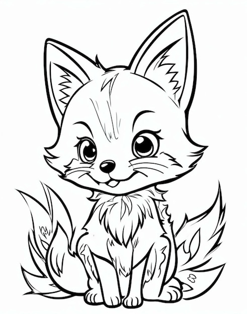 Plik wektorowy cute fox kolorowanie strona line art