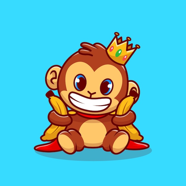 Cute King Monkey Trzyma Banana