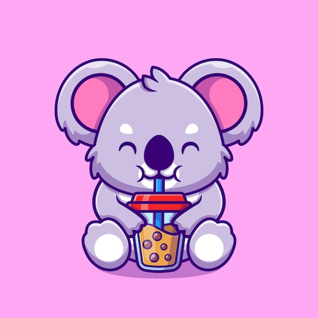 Cute Koala Napój Boba Bubble Tea Cup Cartoon