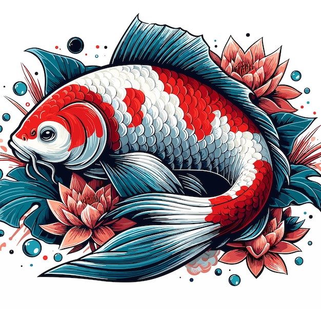 Plik wektorowy cute koi fish vector ilustracja kreskówkowa