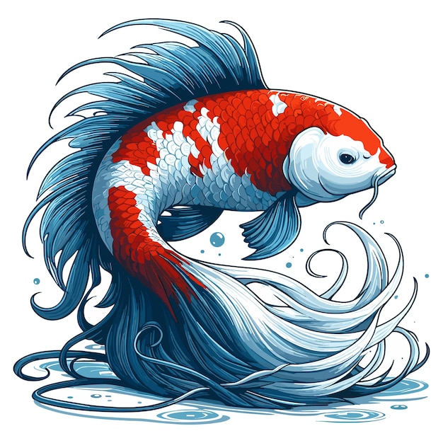 Plik wektorowy cute koi fish vector ilustracja kreskówkowa