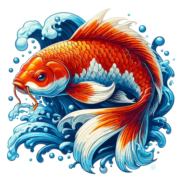 Plik wektorowy cute koi fish vector ilustracja kreskówkowa