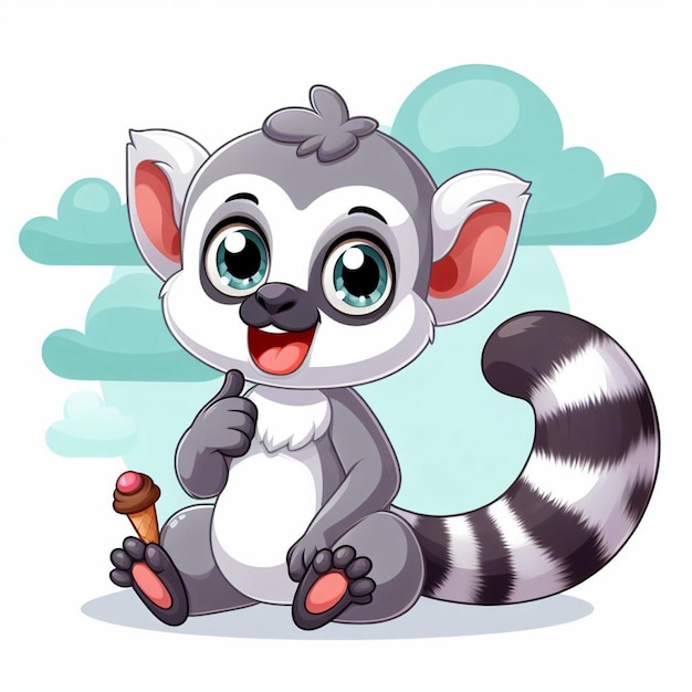 Cute Lemur Vector Ilustracja Kreskówkowa