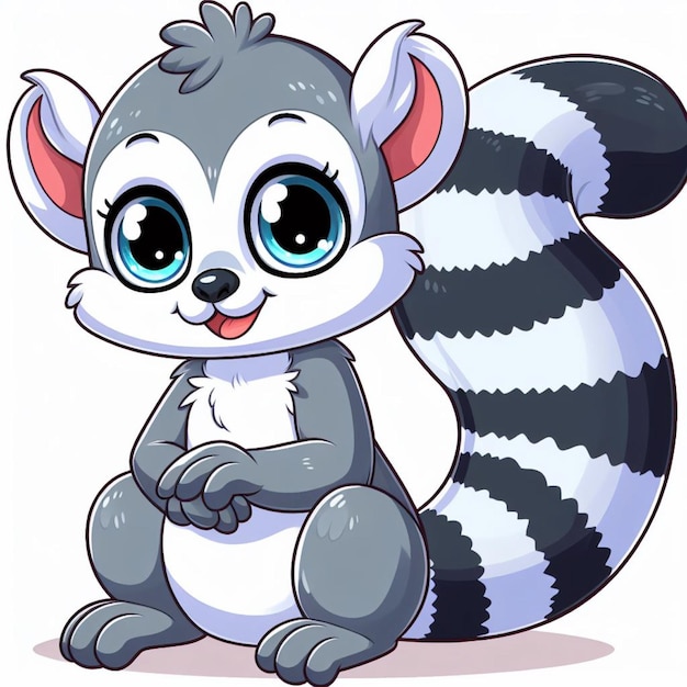 Plik wektorowy cute lemur vector ilustracja kreskówkowa