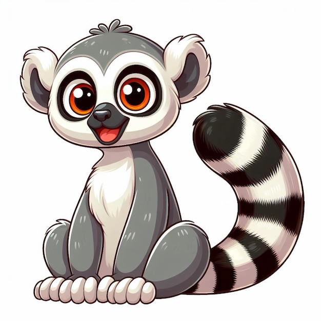 Plik wektorowy cute lemur vector ilustracja kreskówkowa