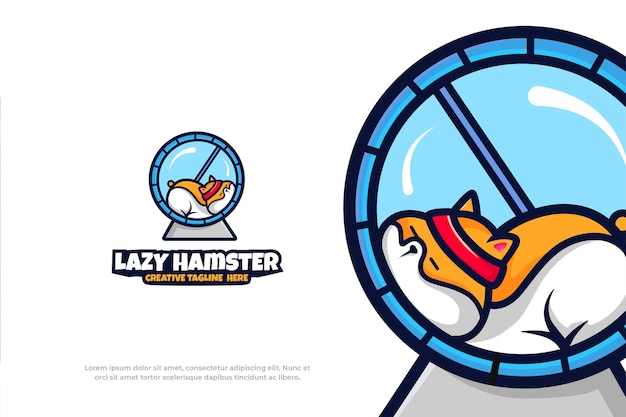 Plik wektorowy cute logo leniwy chomik maskotka zwierząt ilustracja wektorowa