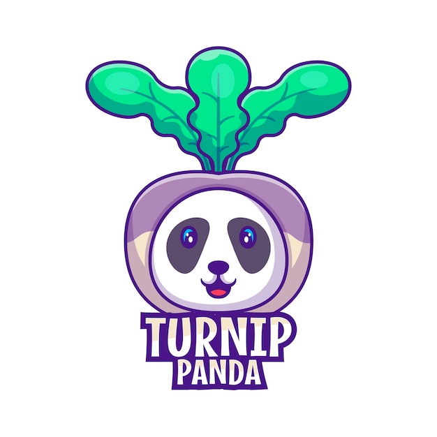 Cute Maskotka Logo Kreskówka Rzepa Panda Ilustracja Wektorowa