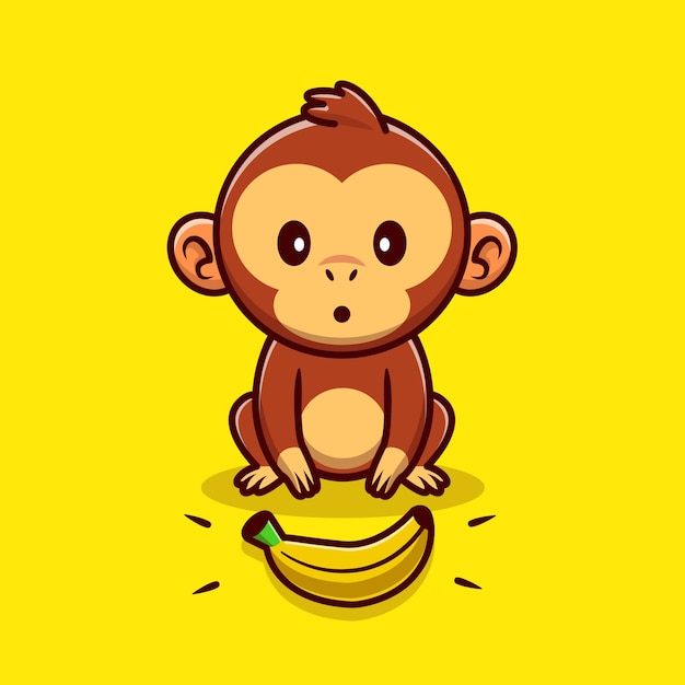 Cute Monkey Znalezienie Banana Ilustracja Kreskówka