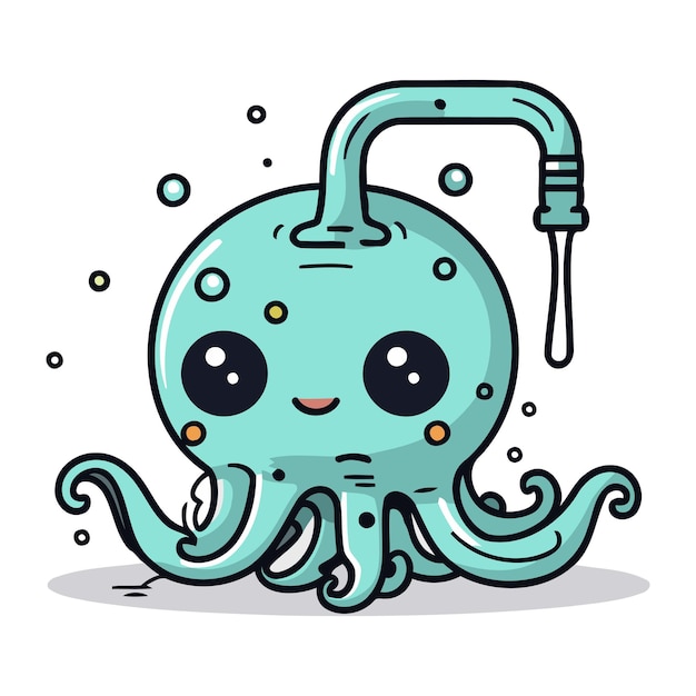 Cute Octopus Cartoon Mascot Character Vector Ilustracja