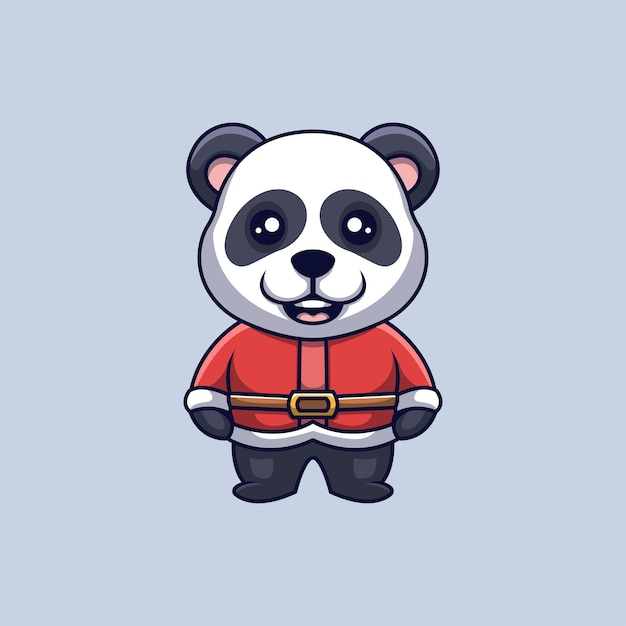 Cute Panda Santa Kreatywne Boże Narodzenie Cartoon Maskotka Logo