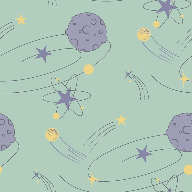 Cute Pastel Galaxy Wzór Przestrzeni Wektor Bezszwowy Projekt Ilustracja