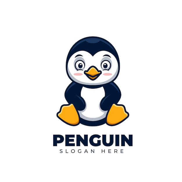 Cute Penguin Cartoon Logo Creative Kawaii Design