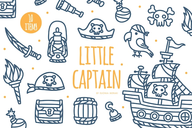 Cute Pirate Theme Element Zestaw Graficzny