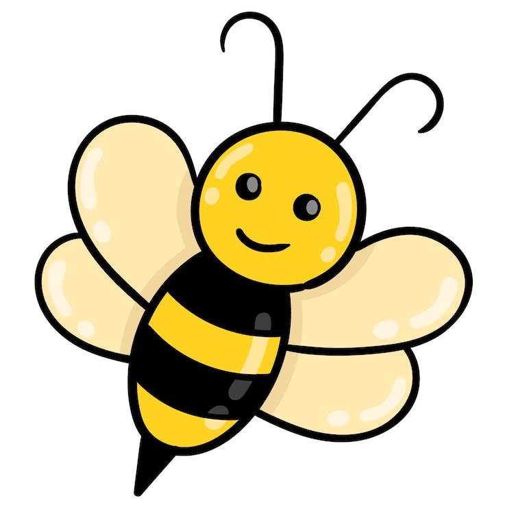 Cute pszczół atakuje żądło, wektor ilustracja karton emotikon. doodle rysunek ikona
