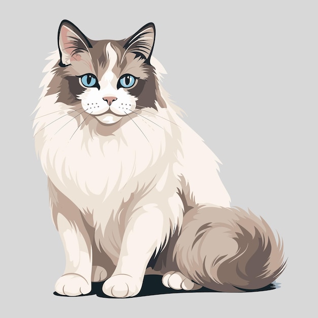 Plik wektorowy cute ragdoll cat cartoon vector art ilustracja projektowa