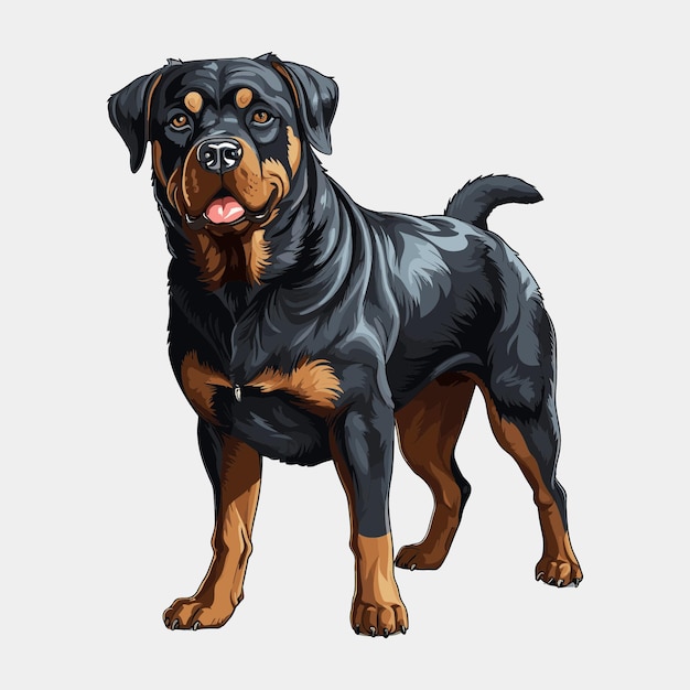 Cute Rottweiler Dog Cartoon Vector Art Ilustracja Projektowa