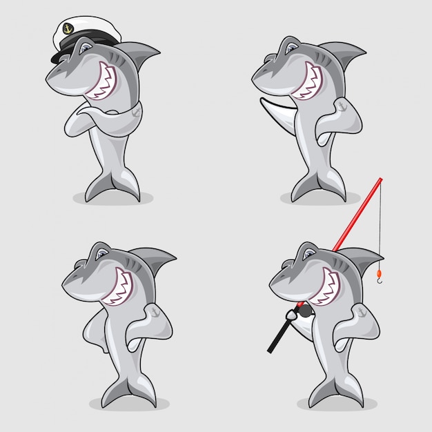 Plik wektorowy cute shark cartoon maskotka