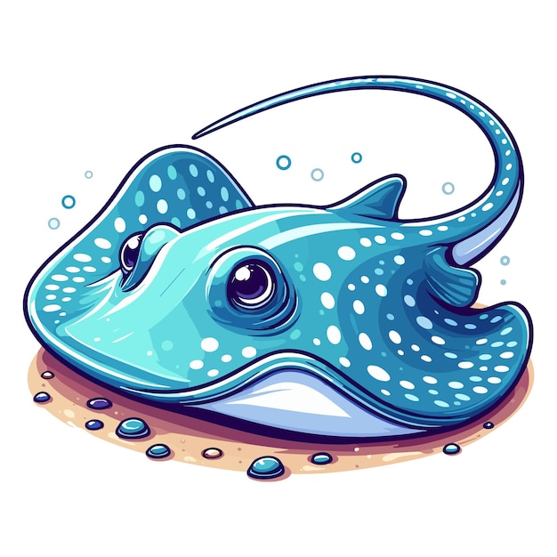 Cute Stingrays Rybia Kreskówka Ilustracja Wektorowa Styl Białego Tła