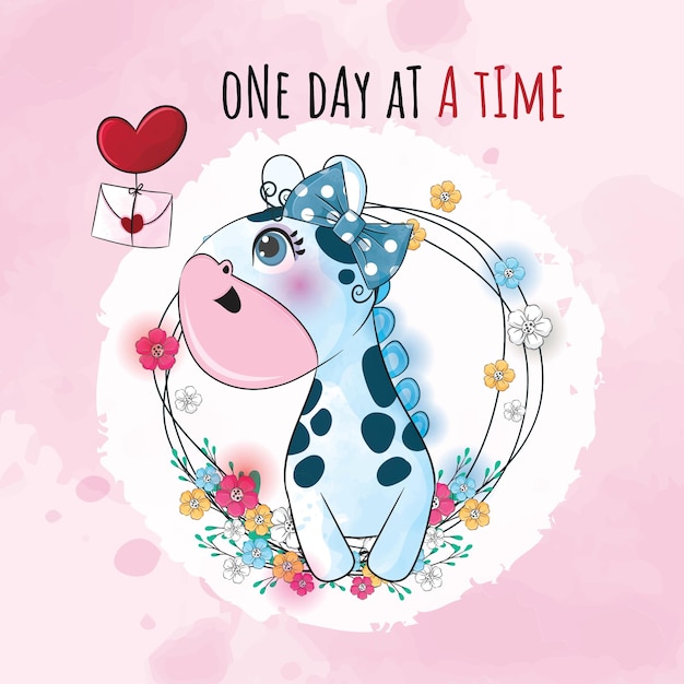 Cute zwierząt żyrafa z miłości ilustracja-ilustracja tła. Słodkie zwierzę akwarela