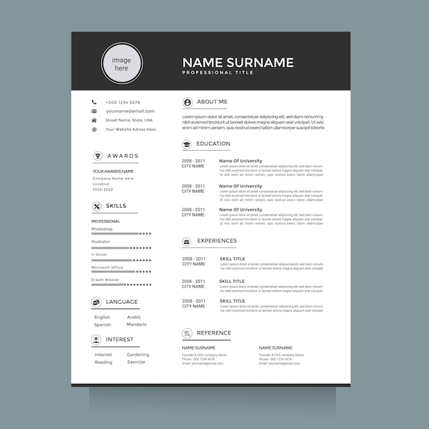 CV CV Vector Minimalistyczne CV do uniwersalnego projektowania CV szablonu projektu CV