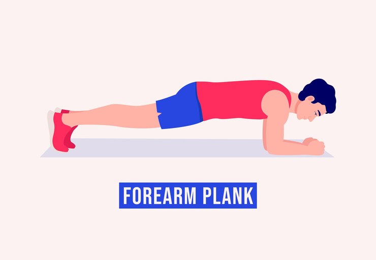 Wektor ćwiczenia przedramienia plank mężczyźni ćwiczą fitness aerobik i ćwiczenia