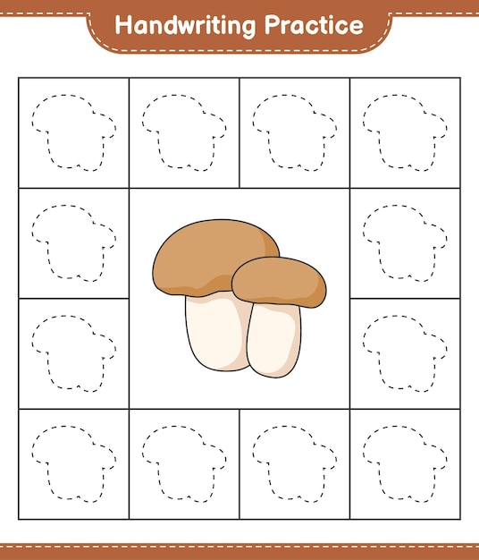 Ćwiczenie Pisma Ręcznego śledzenie Linii Grzyba Borowik Gra Edukacyjna Dla Dzieci