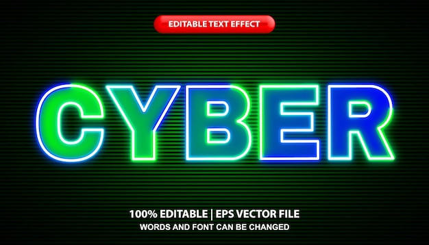 Cyber Edytowalny Szablon Efektu Tekstowego, Efekt Stylu Zielonego światła Neonowego