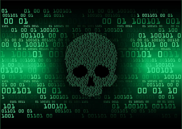 Wektor cyber haker atak tło wektor czaszki