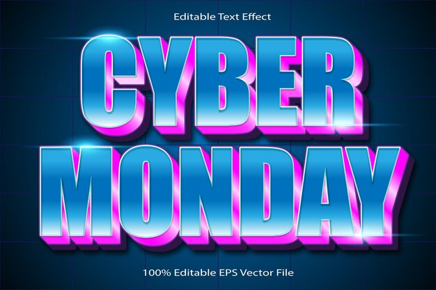 Plik wektorowy cyber monday editable text effect emboss cartoon gradient style (efekt tekstu edytowalnego w stylu kreskówki)