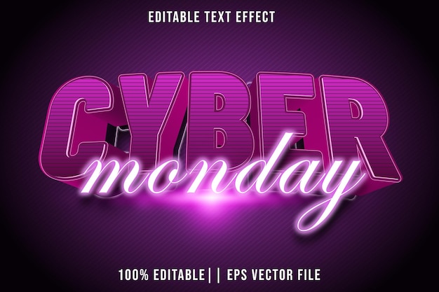 Cyber Monday Edytowalny efekt tekstowy 3D Styl nowoczesny