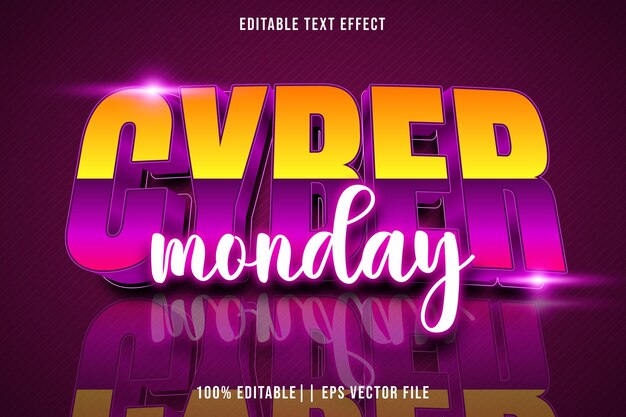 Plik wektorowy cyber monday edytowalny efekt tekstowy 3d styl nowoczesny