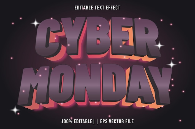 Cyber Monday Edytowalny efekt tekstowy 3D Styl nowoczesny